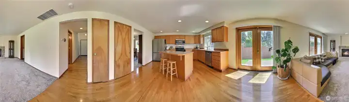 Kitchen, Nook and family room area view
