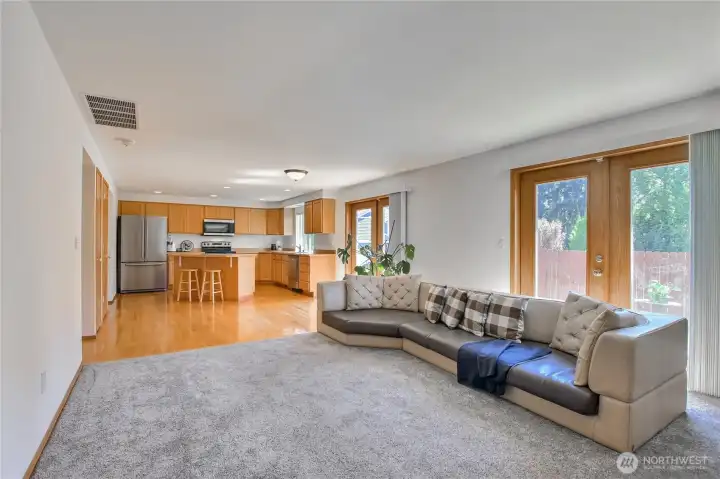 Family room to kitchen view