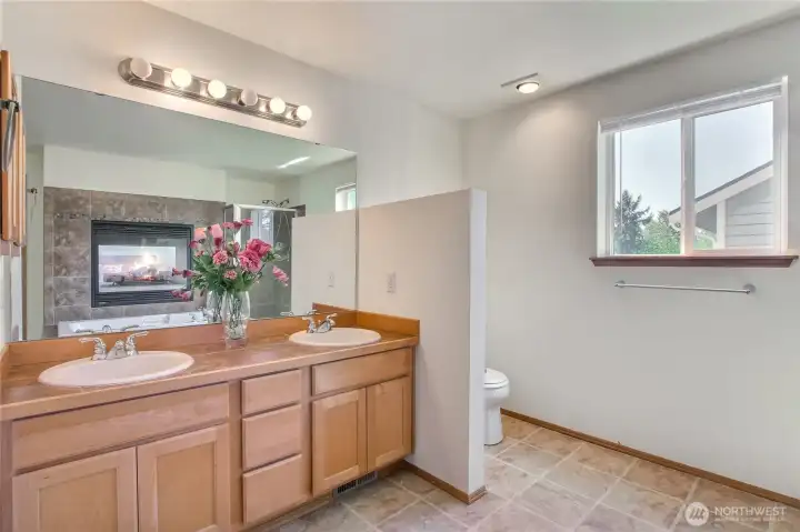 Primary suite with double sink vanity