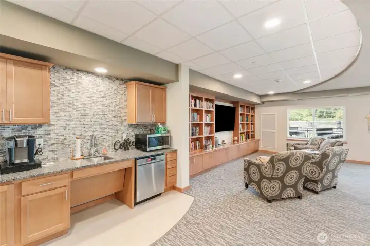 Enjoy a mini library, and large TVs for gamenight