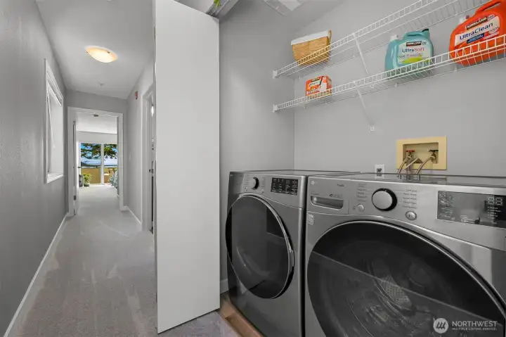 Washer and dryer stay. Washer and dryer stay.