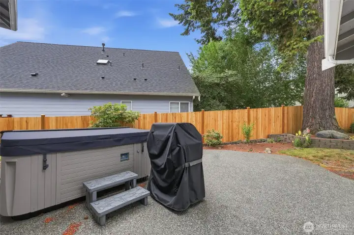 Spa at rear patio. Spa at rear patio.