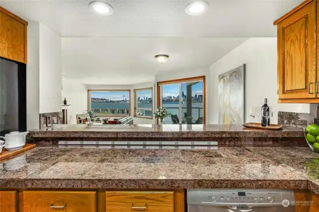 Enjoy view of Space Needle and City Skyline from the kitchen.  Great floor plan for entertaining.