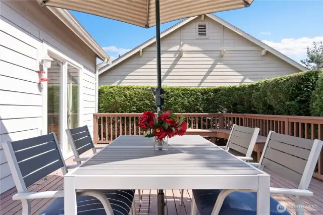 Soak up the warmth or hide under the umbrella on a sunny, Port Ludlow a