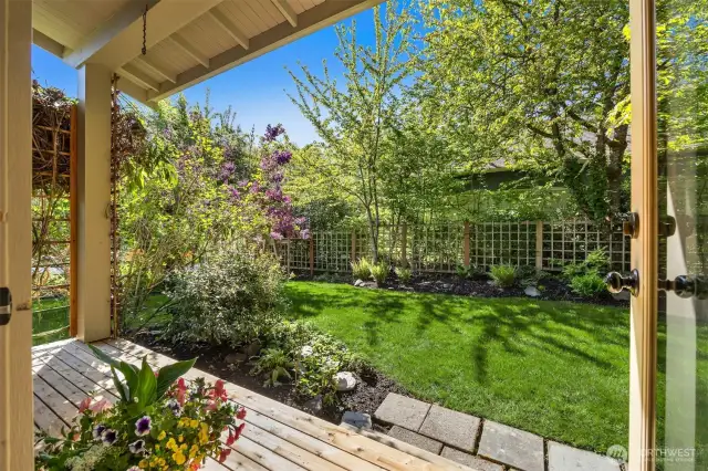 ...with mature plantings offering privacy, color, and fabulous filtered light