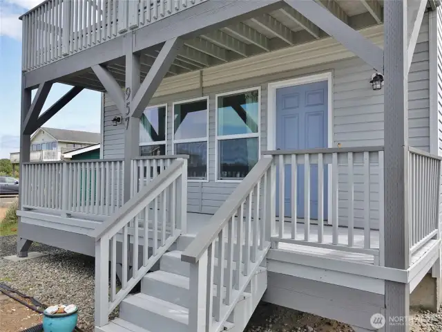 Enter into the home off the Front Deck.