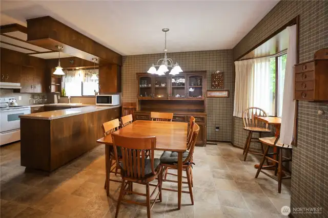 Light and bright eating space.