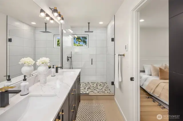 primary bath with dual vanity