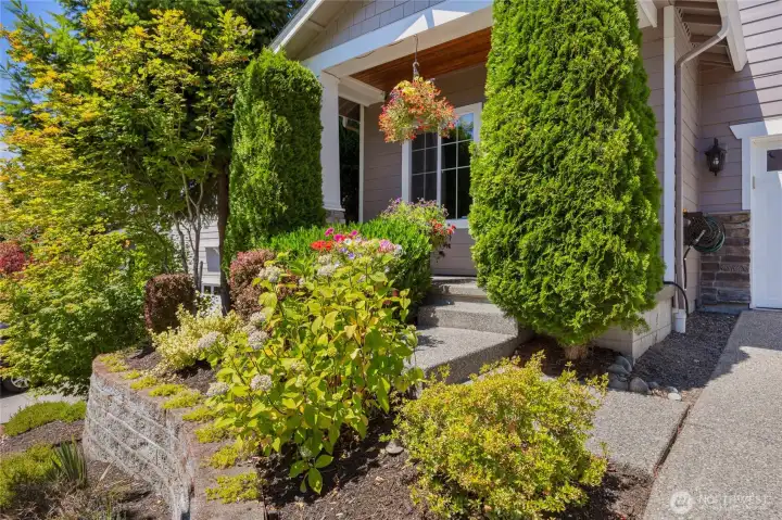 Beautifully landscaped walkway.