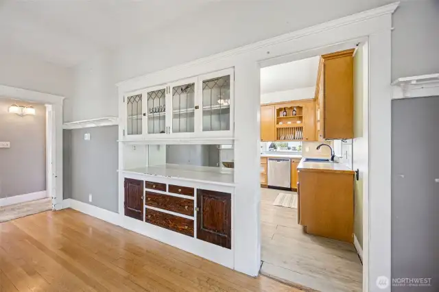 Dining Room with built in cabinetry