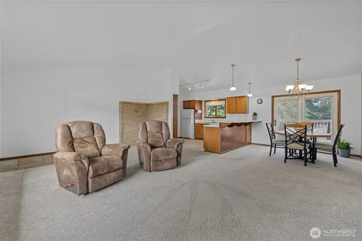 Open and airy. New carpeting throughout main living areas.