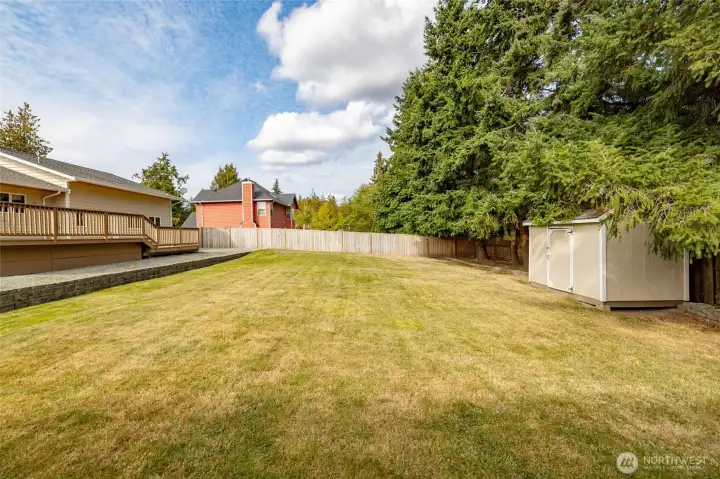 Lots of room to expand or enjoy! Sturdy storage shed stays.