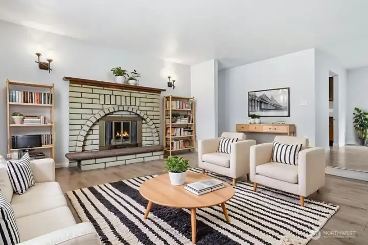 Here is the living room virtually staged again with a different layout