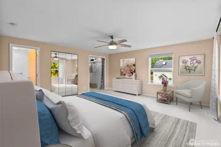 Primary suite is very spacious and light