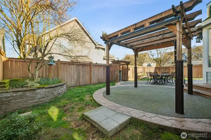 A large, entertainment sized patio is ready for outdoor Bar-B-Ques and gatherings.