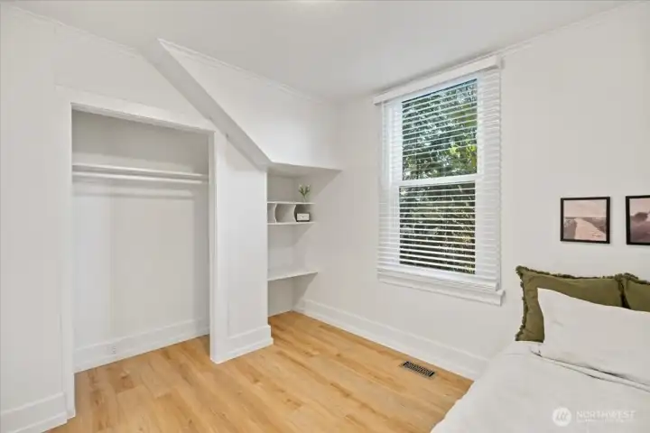 Lots of storage and adorable built-in shelving