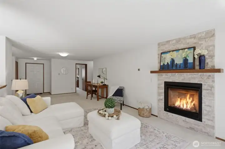 Living room view from bay window