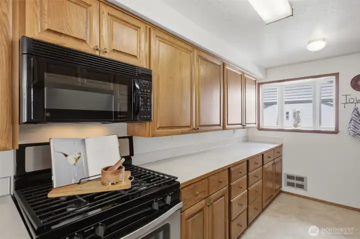 An abundance of cabinet and counter space