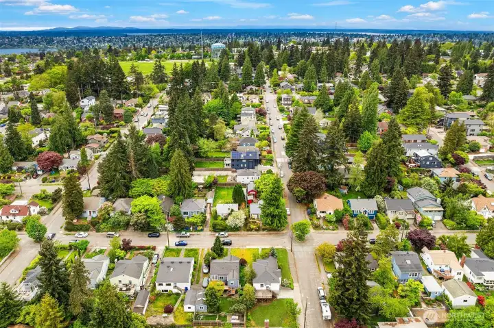Aerial view looking West towards Maple Leaf Reservoir Park