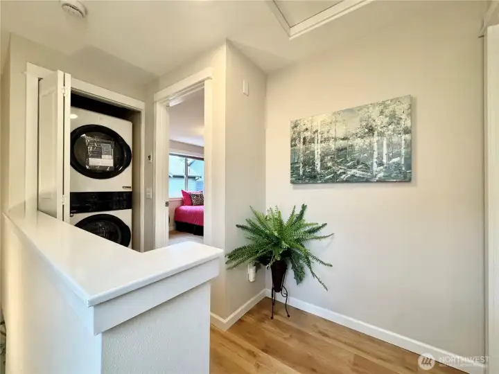 Laundry closet on top floor off bedrooms. Laundry closet on top floor off bedrooms.