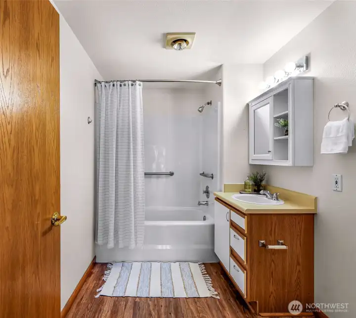 Bathroom vanity with a good amount of storage space
