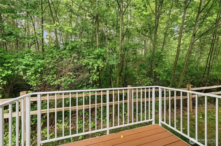 The peaceful deck off of the living room!