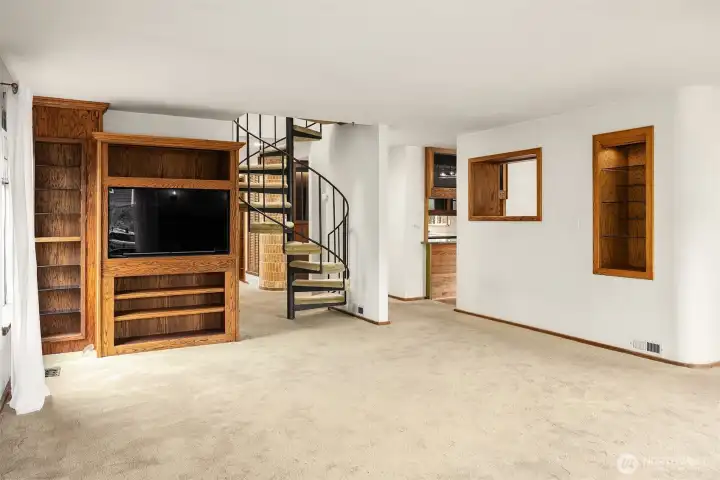 Living space with fireplace. Living space with fireplace.