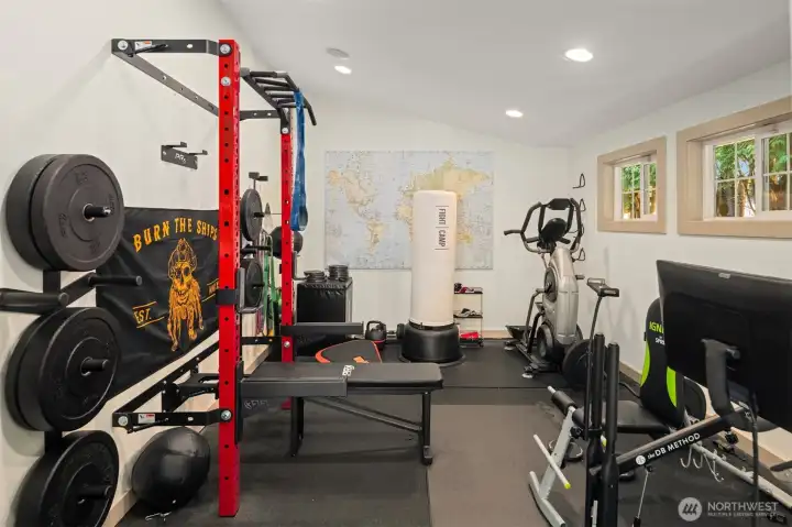 Gym off the pool next to the 3/4 bathroom Gym off the pool next to the 3/4 bathroom