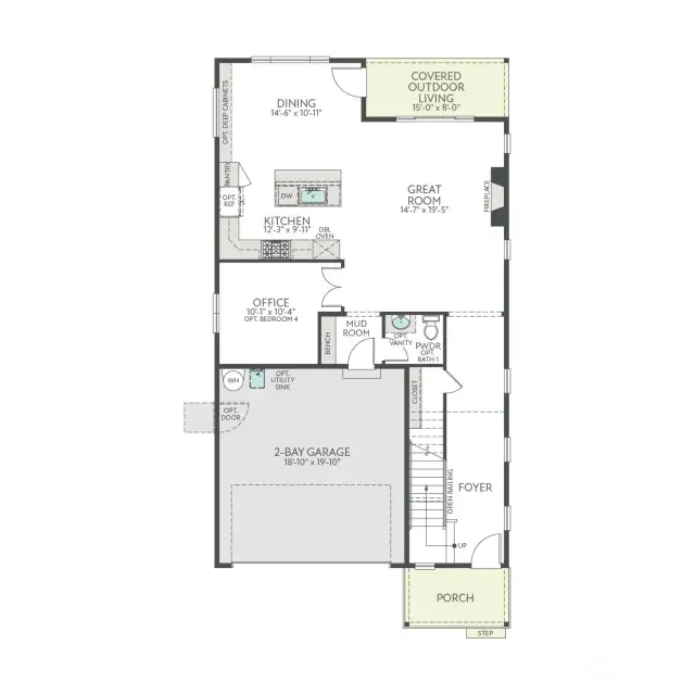 Main Floor- Option to convert den to bedroom and have a guest 3/4 bath at additional cost