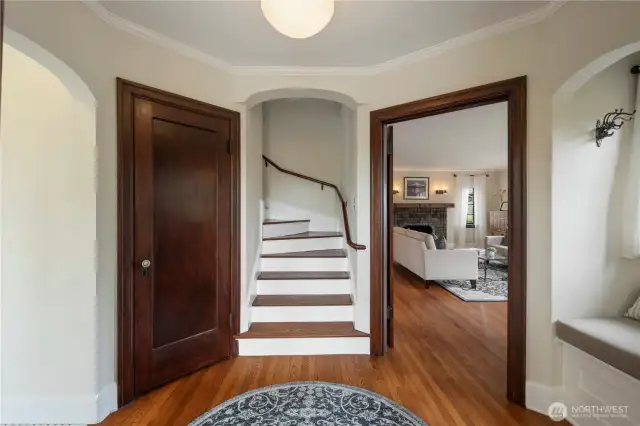 Entry way leads to restored staircase