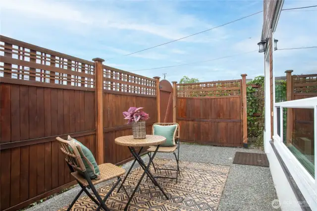 Whether it’s brunch, morning coffee, or evening wine, this charming porch is a cozy place to relax and unwind.