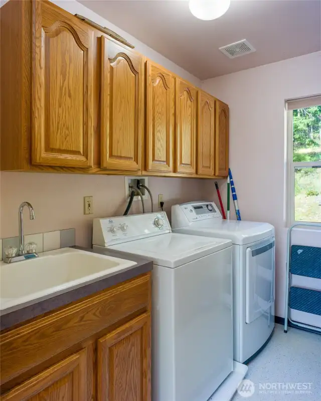 Laundry room with plenty of storage and a utility stink