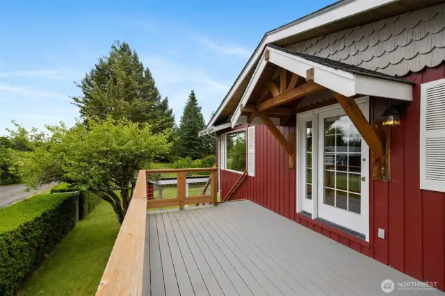 This deck is just off the dining area and is east facing...which is perfect for sunrises as well as shaded for evening barbeques!