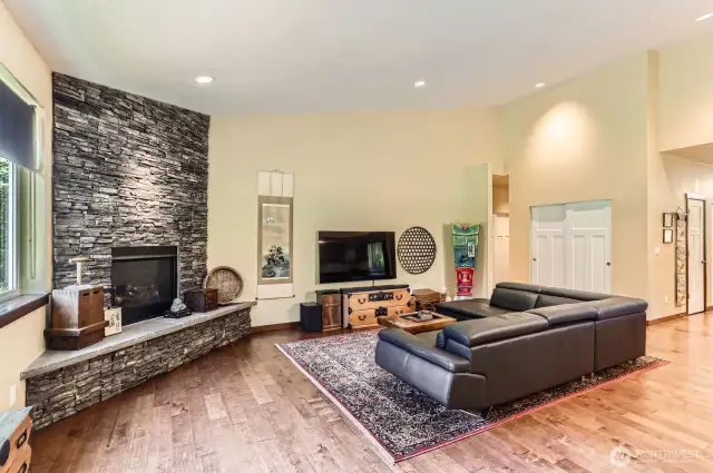 Stone Fireplace adds warmth for the cooler evenings