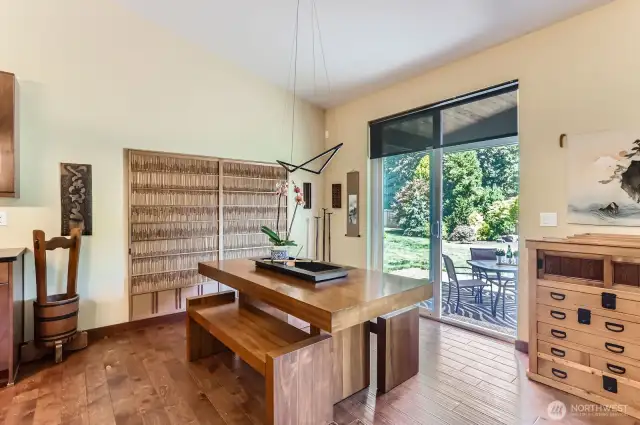 Dining area leading to stunning backyard