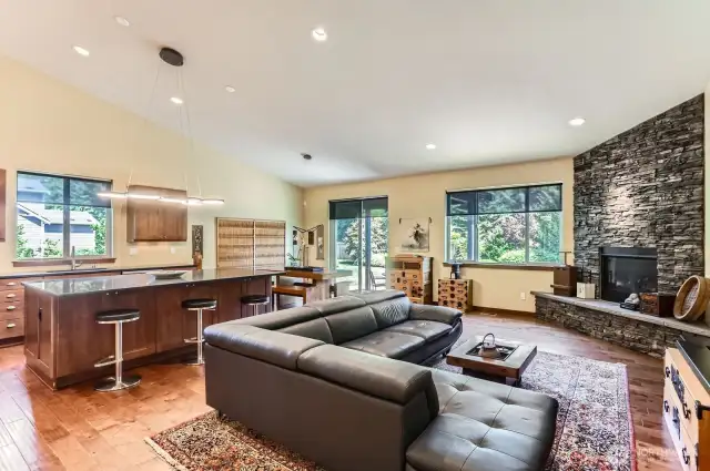 Entertain in the Family Room with Vaulted Ceilings