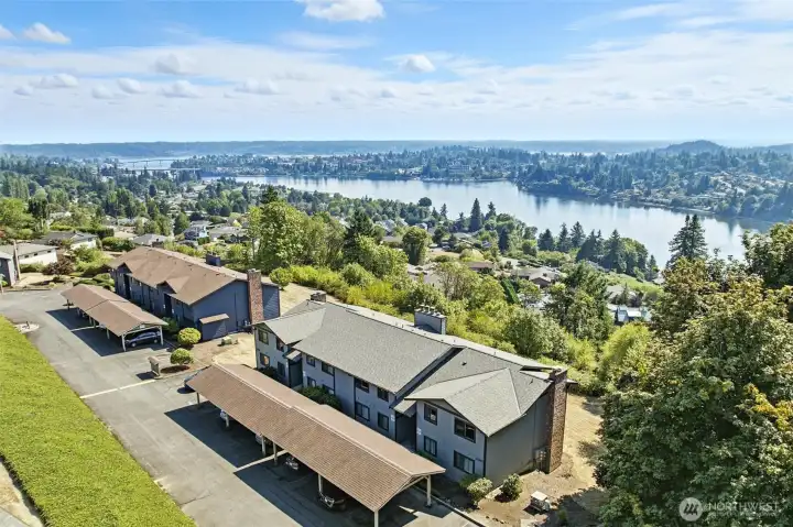 This condominium is located in the front building with unobstructed views of the Narrows.