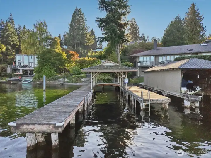 A U-shaped covered dock with deep-water moorage — perfect for all your waterfront adventures and outdoor fun.