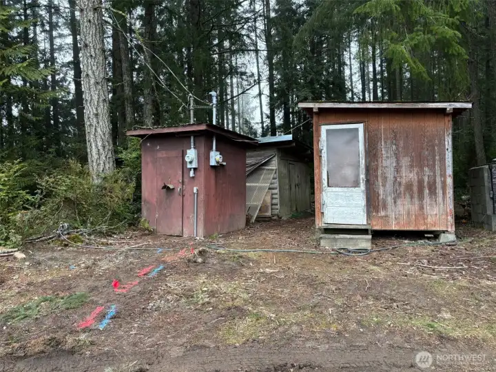 Sheds and shop.