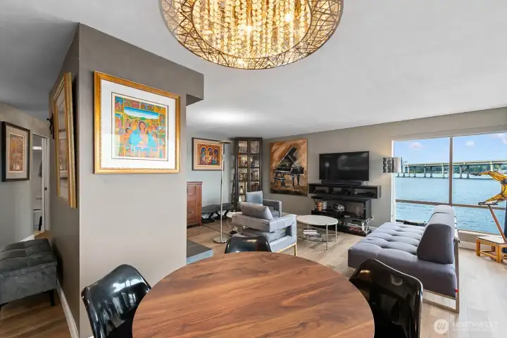 Dining room to living room and view