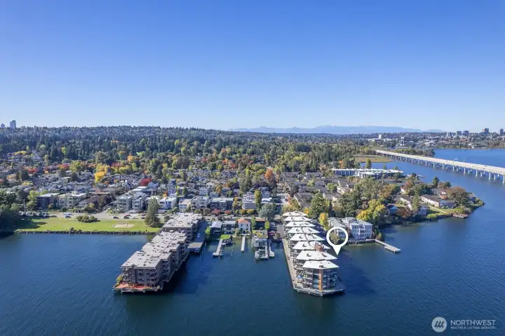 Easy access to downtown Seattle and Eastside. City park to the south of the building.