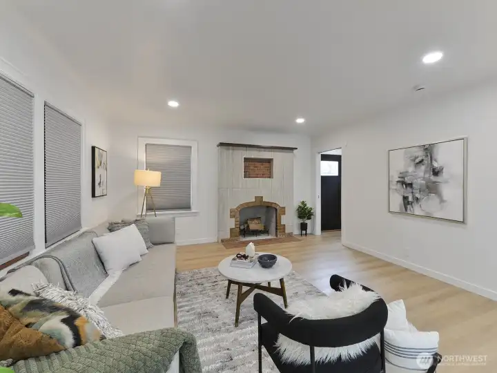 Beautiful living room and new flooring.