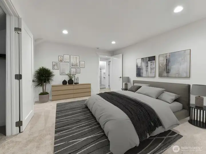 Virtually staged upstairs 2nd bedroom.