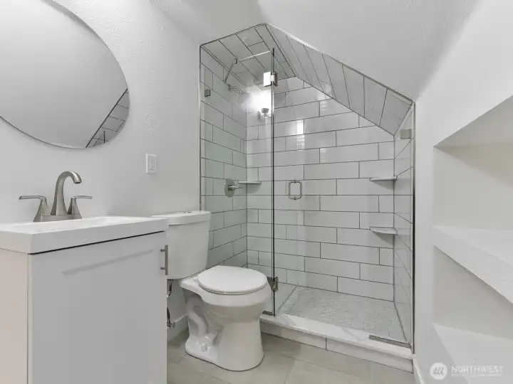 Upstairs bathroom totally remodeled.