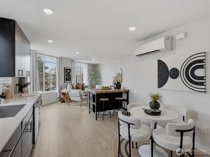 Mini-split AC on each level keeps the home cool