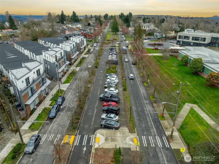 Abundant parking available in the median of Beacon Ave S