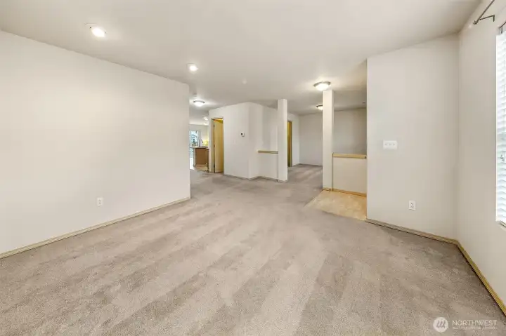Another view of the formal living room, looking into the dining room