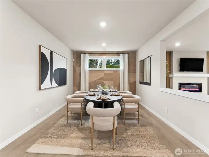 Very spacious dining room. Photo is representational. Actual home is under construction and finishes and colors will vary. See site agent for details.