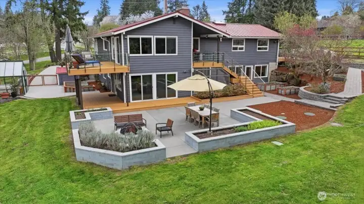 The decks are built utilizing Zometek  composite decking, and the hand rails are 316 stainless steel which will not rust.