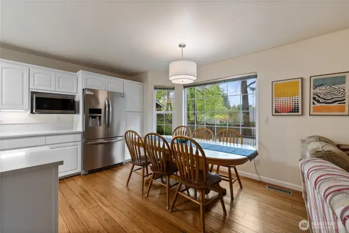 This eating space has a nice view into the side yard.